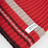 Cappello Cashmere Beanie Invernale a Righe Rosso Mira - Rifò Lab Moda circolare made in Italy