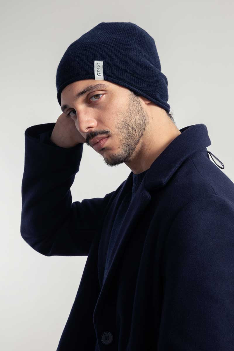 Cappello Unisex Lana Rigenerata Frank Blu