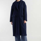 Blu Marina | Cappotto lungo donna lana rigenerata