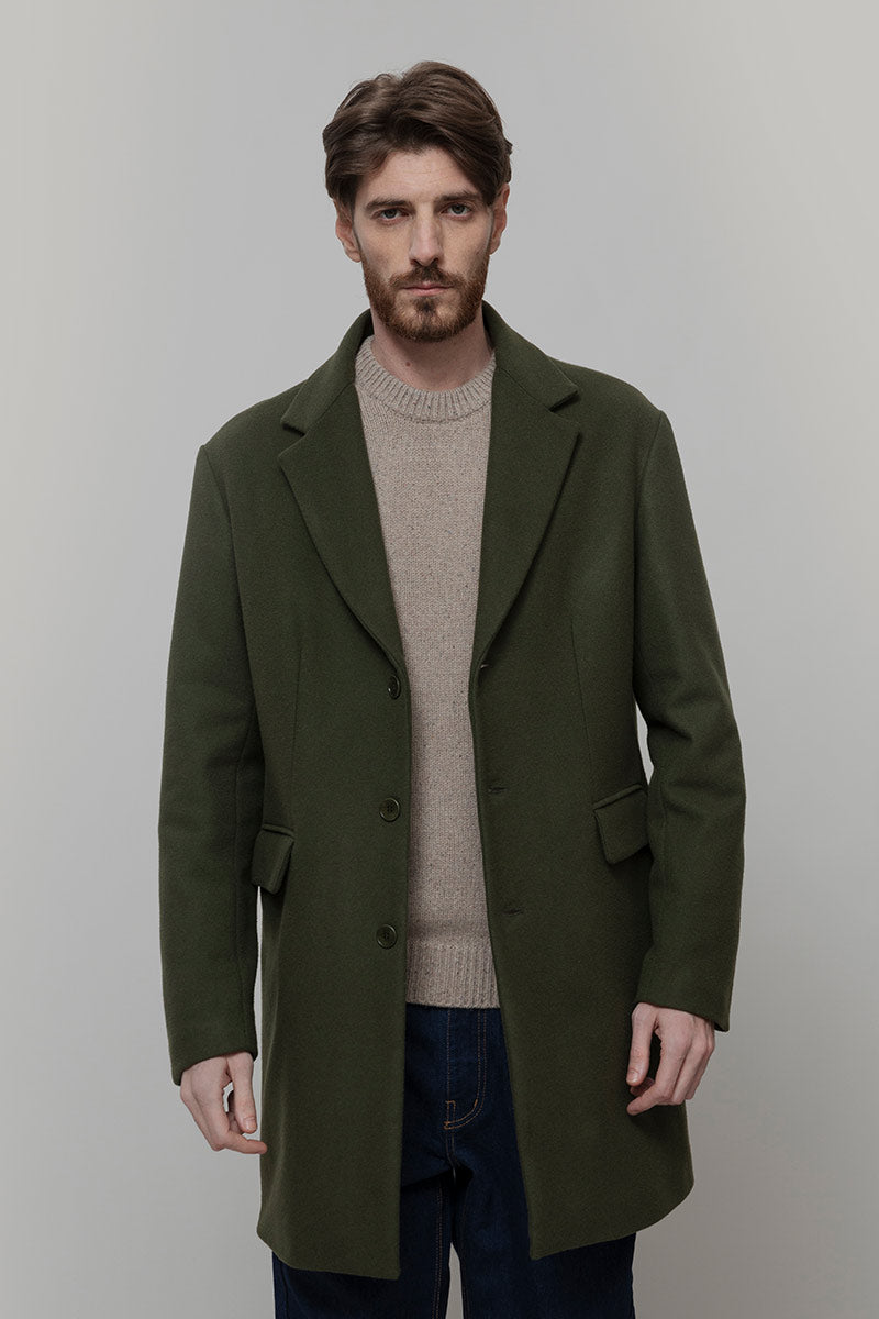 Cappotto Lungo Uomo Lana Rigenerata Gilberto Verde - Rifò
