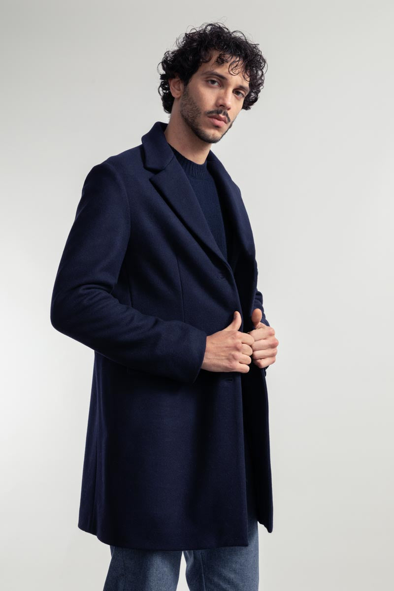 Blu Marina | Cappotto Uomo Lana Rigenerata Gilberto