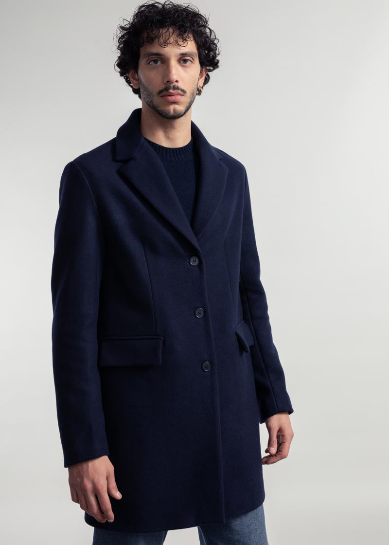 Blu Marina | Cappotto Uomo Lana Rigenerata Gilberto