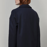 Cappotto-lungo-donna-lana-rigenerata-Mara-Blu Rifò Moda Circolare made in Italy