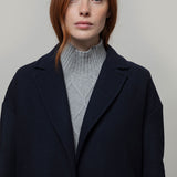 Cappotto-lungo-donna-lana-rigenerata-Mara-Blu Rifò Moda Circolare made in Italy