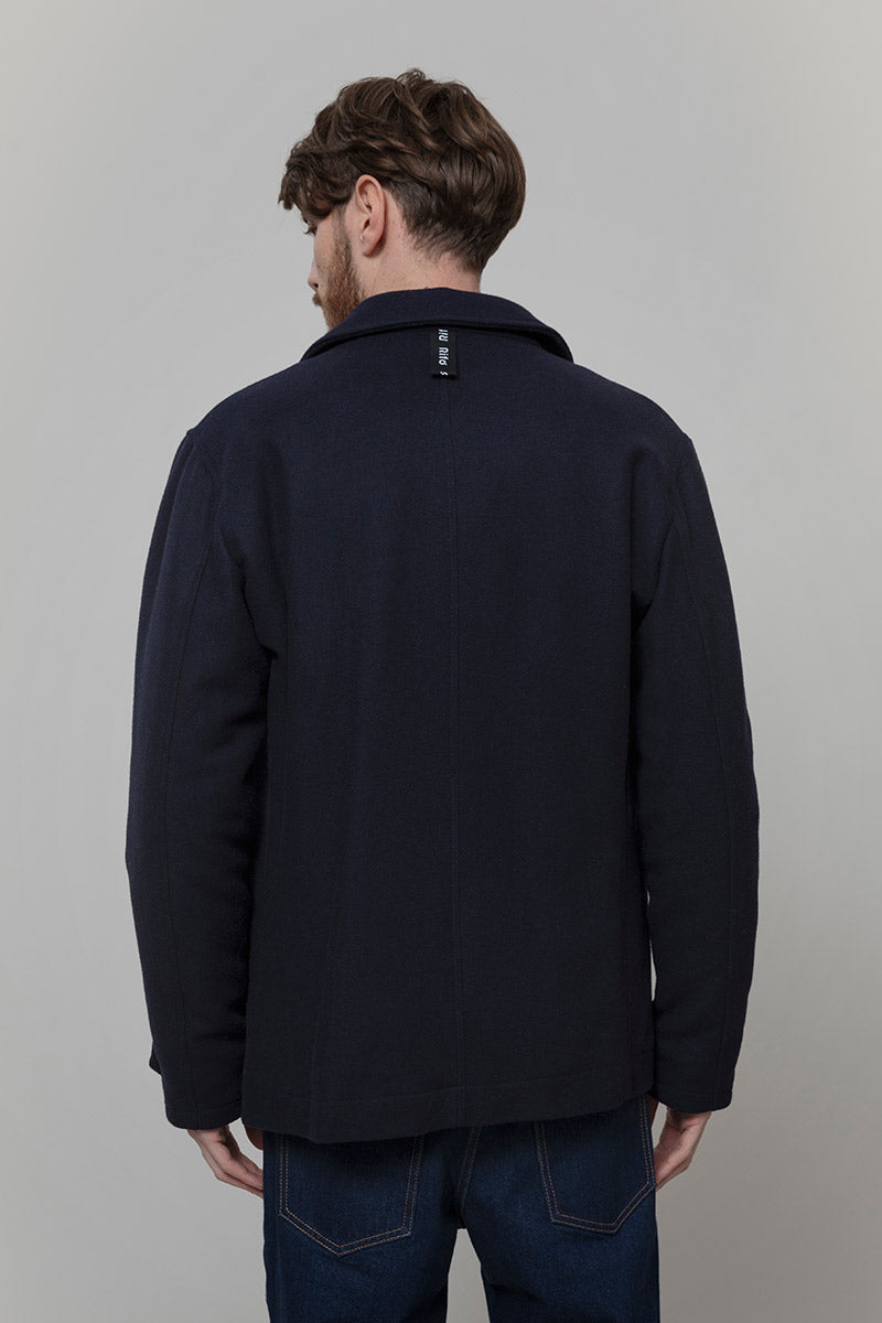 Blu Marina | Cappotto uomo peacot lana rigenerata