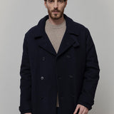 Blu Marina | Cappotto uomo peacot lana rigenerata