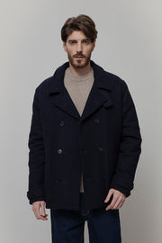 Blu Marina | Cappotto uomo peacot lana rigenerata