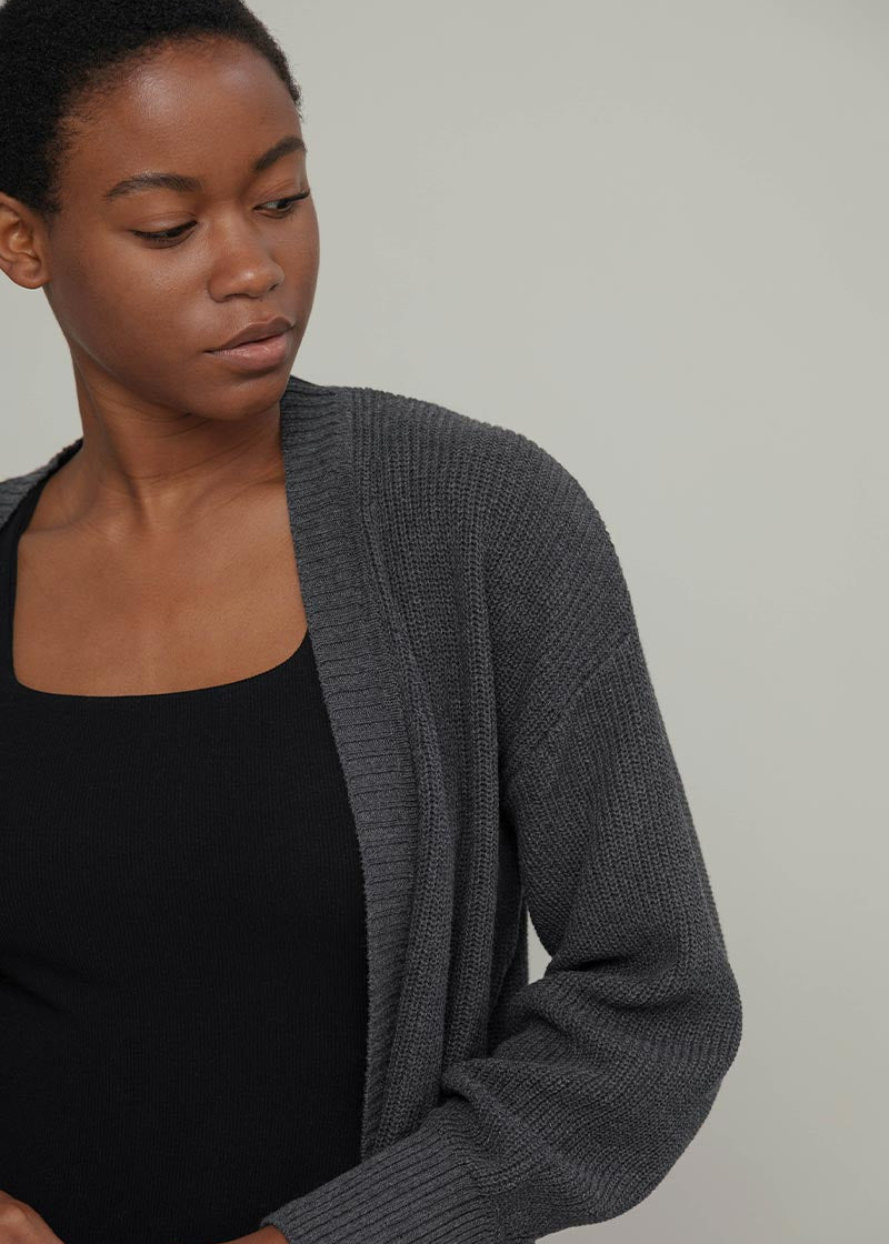 Grigio Antracite | Cardigan Donna Cotone Rigenerato Irma