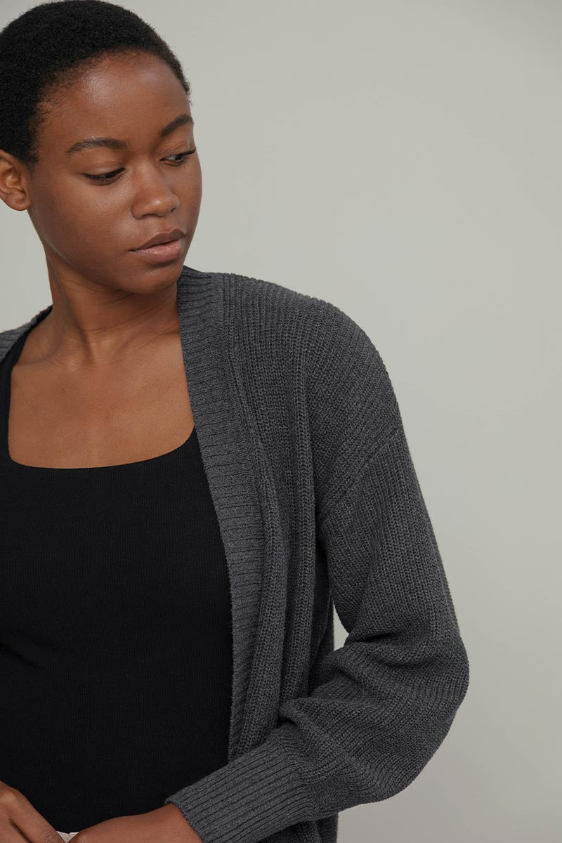 Grigio Antracite | Cardigan Donna Cotone Rigenerato Irma