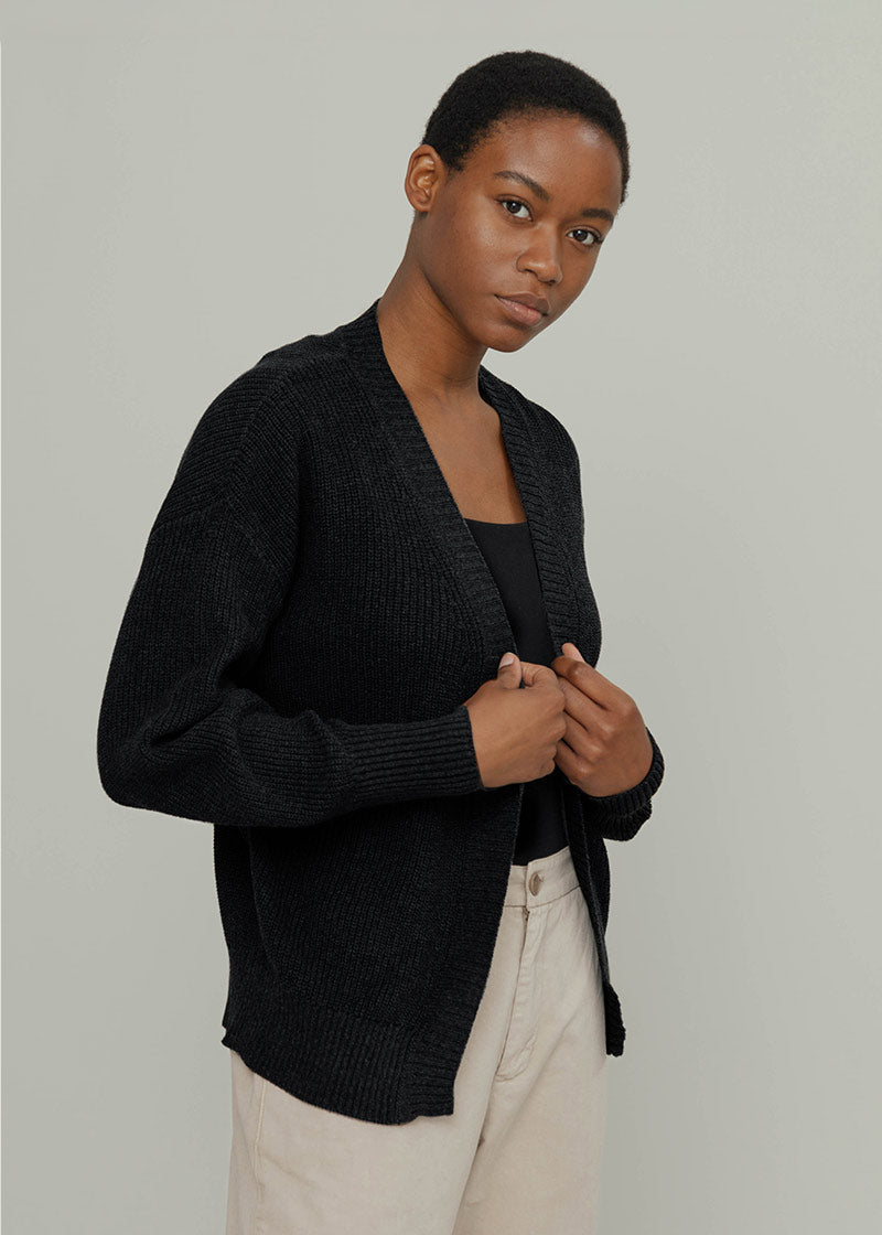 Nero Lavagna | Cardigan Donna Cotone Rigenerato Irma