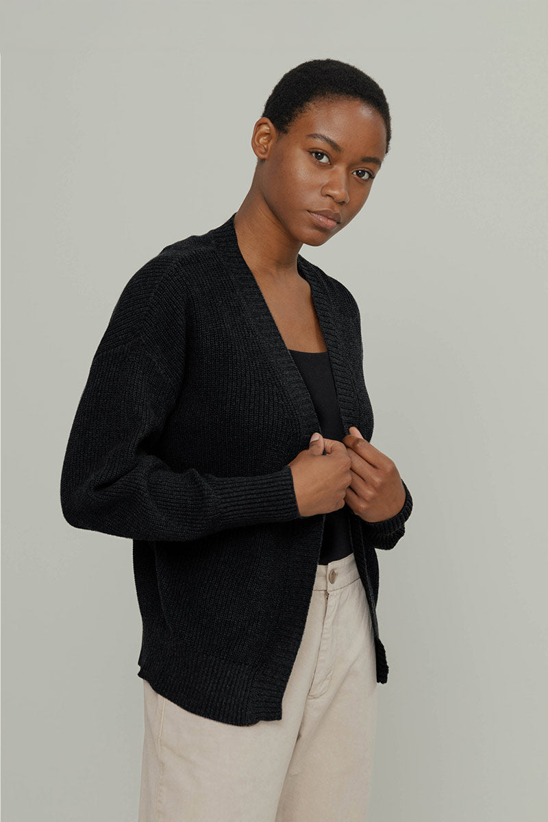 Nero Lavagna | Cardigan Donna Cotone Rigenerato Irma