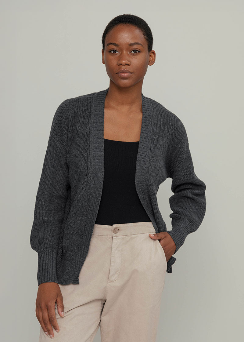 Grigio Antracite | Cardigan Donna Cotone Rigenerato Irma