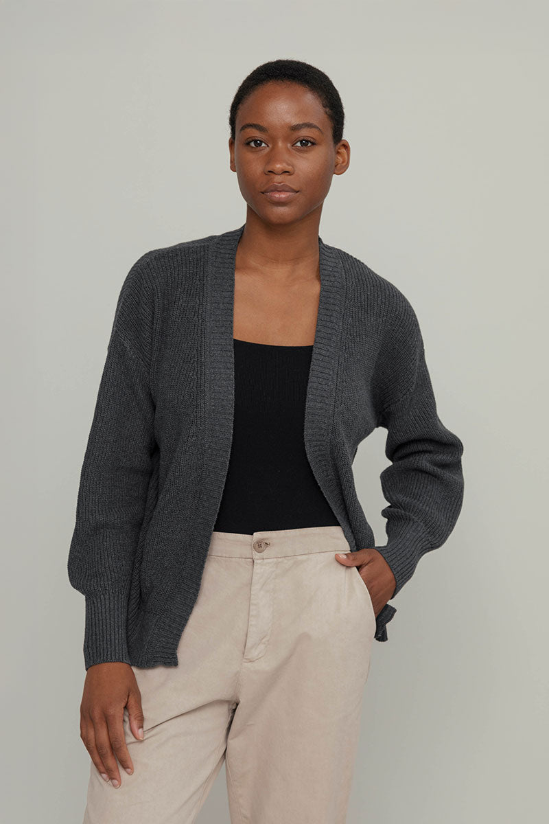 Grigio Antracite | Cardigan Donna Cotone Rigenerato Irma