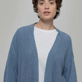 Blu Atlantico | Cardigan Cotone Donna Jeans Rigenerato - Rifò Lab Moda circolare made in Italy