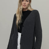 Cardigan Donna Cotone Rigenerato Aspasia Grigio Nero