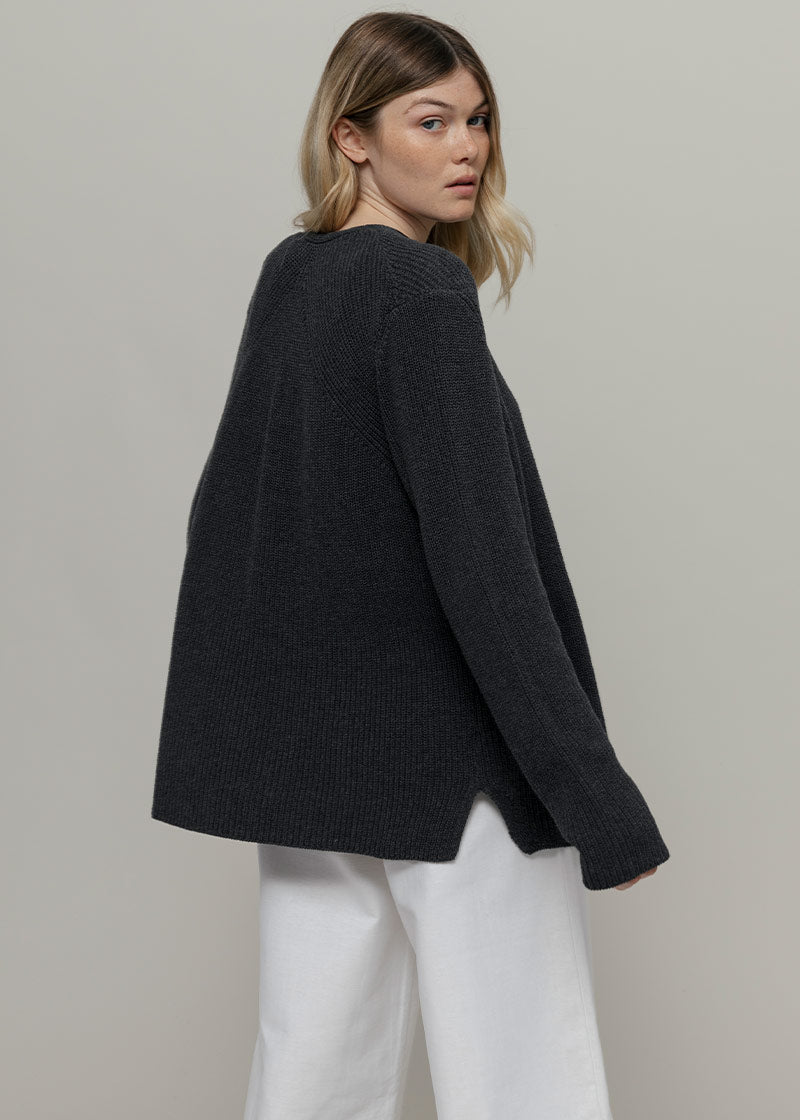 Cardigan Donna Cotone Rigenerato Aspasia Grigio Nero