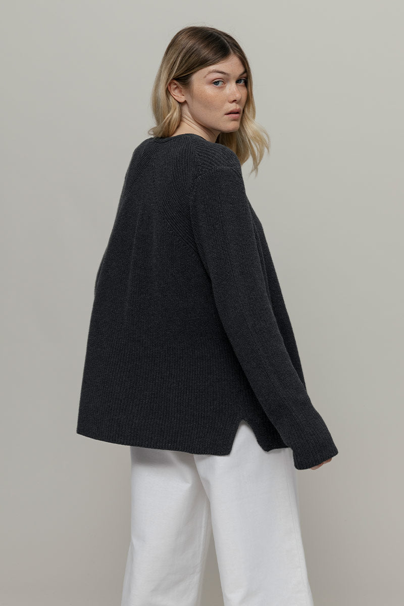 Cardigan Donna Cotone Rigenerato Aspasia Grigio Nero