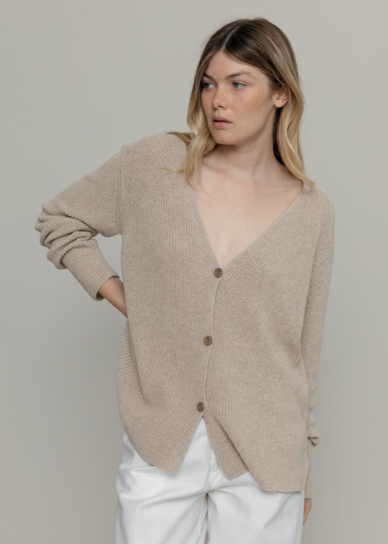 Cardigan Donna Cotone Rigenerato Aspasia Beige