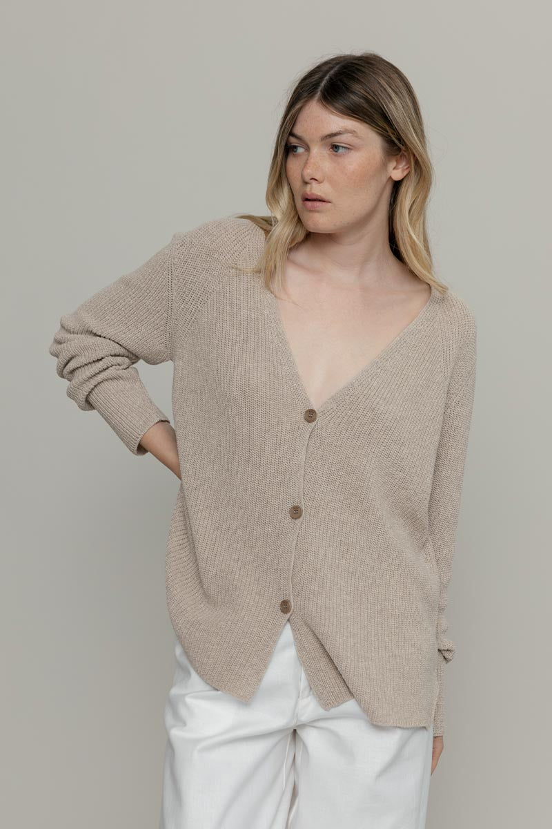 Cardigan Donna Cotone Rigenerato Aspasia Beige