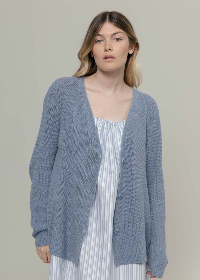 Cardigan Donna Cotone Rigenerato Aspasia Blu