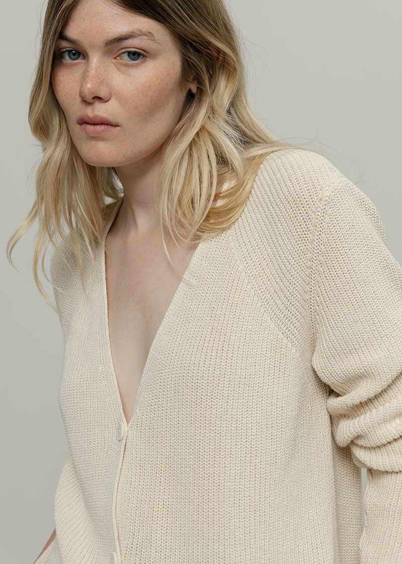 Cardigan Donna Cotone Rigenerato Aspasia Bianco