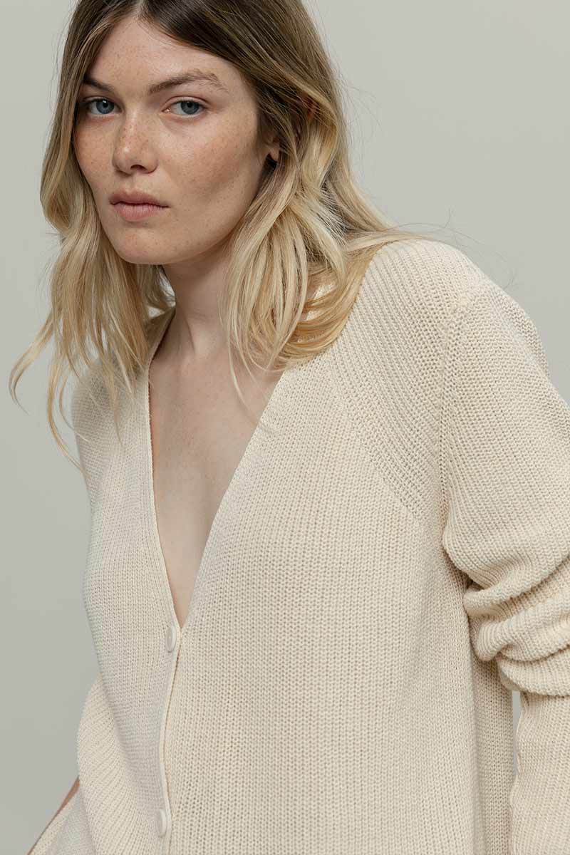 Cardigan Donna Cotone Rigenerato Aspasia Bianco