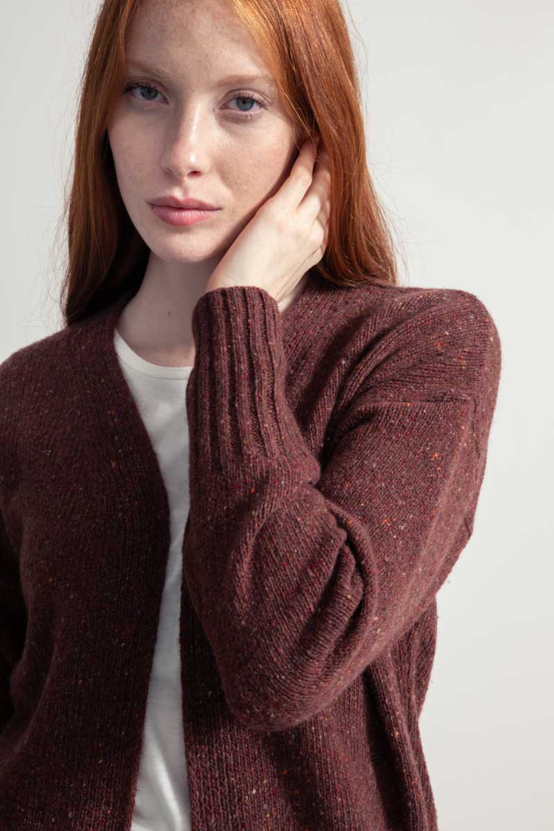 Cardigan Donna Cashmere Rigenerato Paloma Arancio