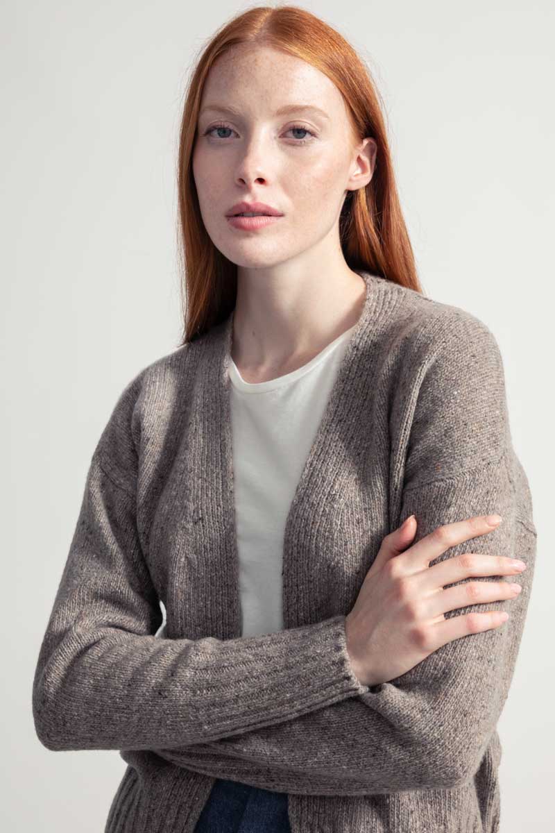 Cardigan Donna Cashmere Rigenerato Paloma Greige