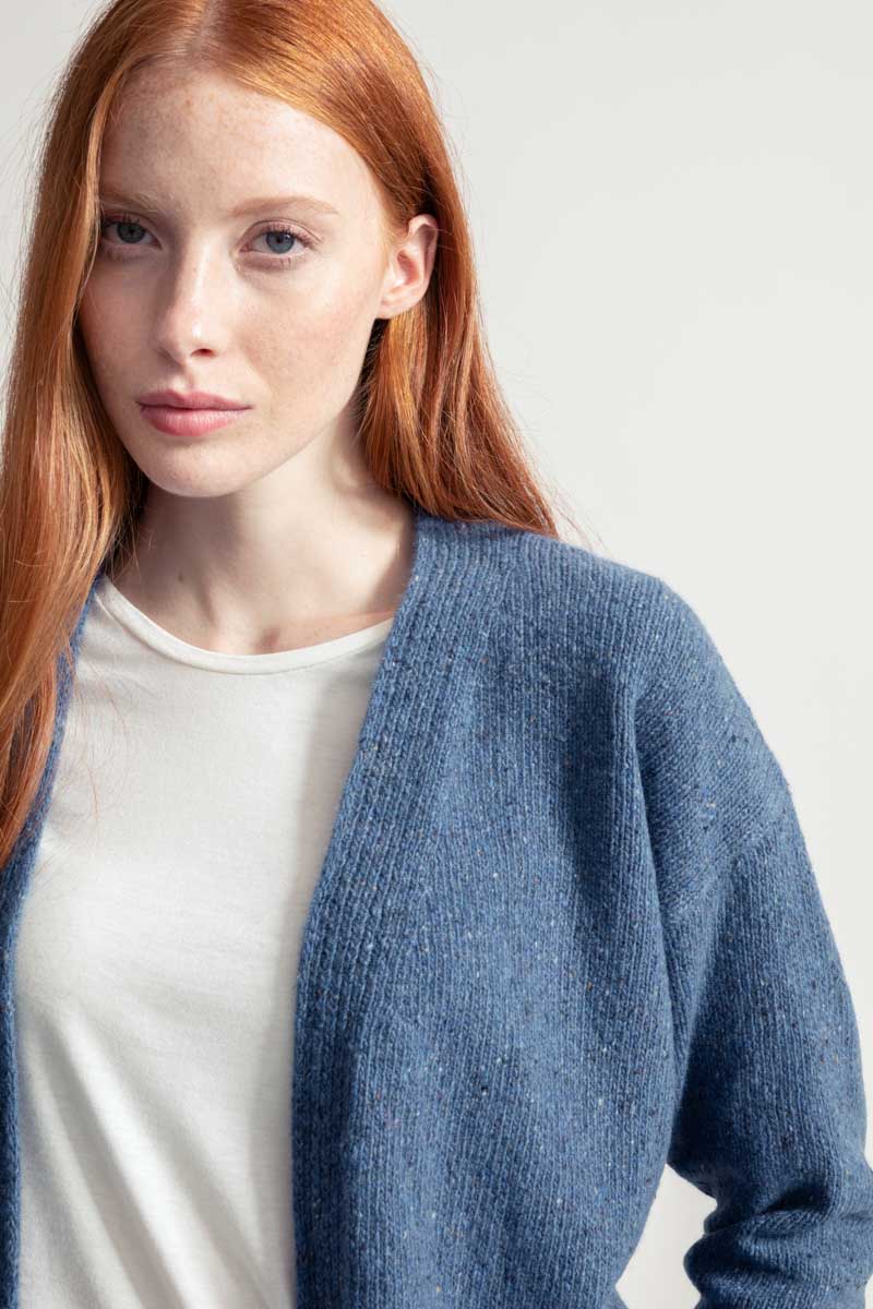 Cardigan Donna Cashmere Rigenerato Paloma Blu