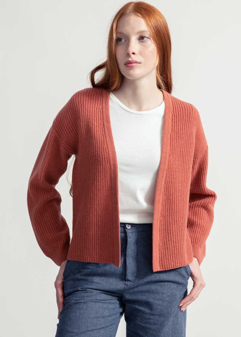 Cardigan Donna Cashmere Rigenerato Margherita Rosa Pompelmo