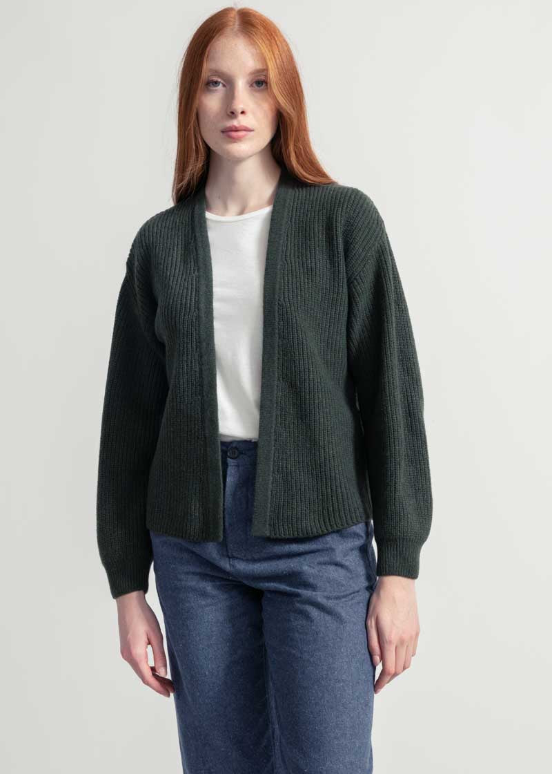 Verde Foresta | Cardigan corto cashmere rigenerato