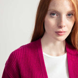 Cardigan Donna Cashmere Rigenerato Margherita Rosa Ciclamino