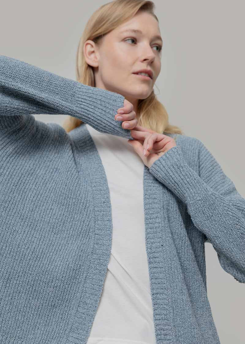 Mouline Azzurro Mediterraneo | Cardigan Cotone Donna Jeans Rigenerato