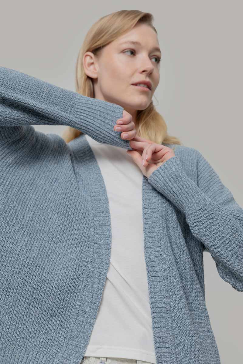 Mouline Azzurro Mediterraneo | Cardigan Cotone Donna Jeans Rigenerato