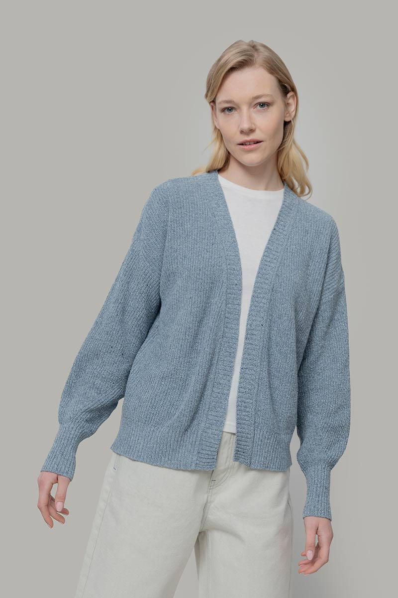 Mouline Azzurro Mediterraneo | Cardigan Cotone Donna Jeans Rigenerato