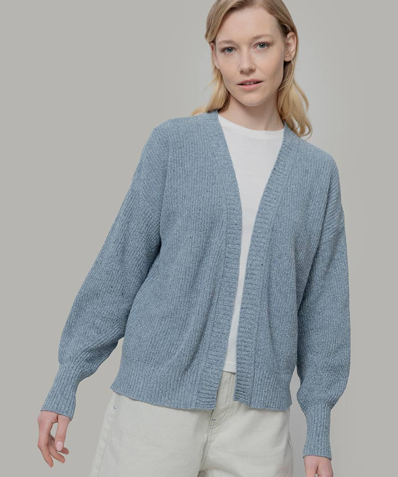 Mouline Azzurro Mediterraneo | Cardigan Cotone Donna Jeans Rigenerato