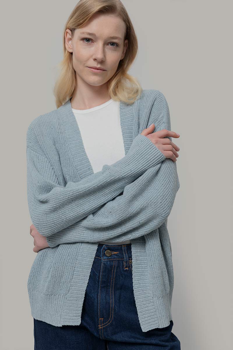 Azzurro Mediterraneo | Cardigan Cotone Donna Jeans Rigenerato