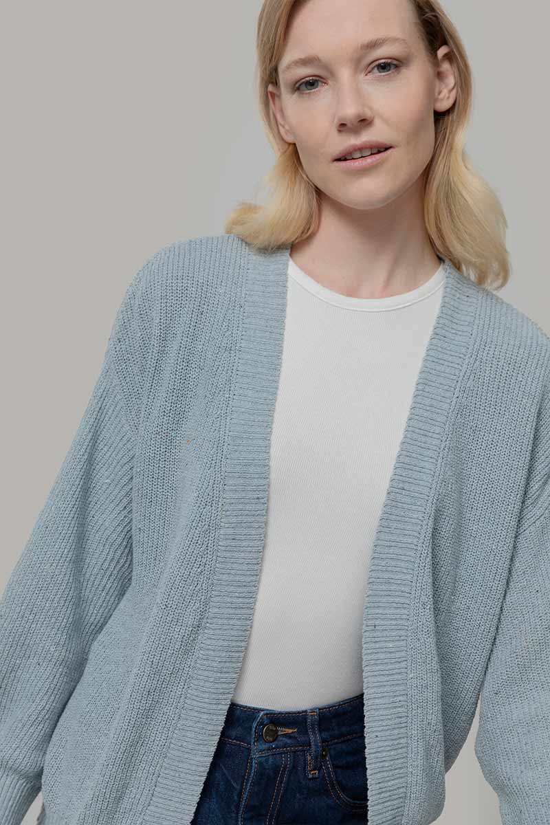 Azzurro Mediterraneo | Cardigan Cotone Donna Jeans Rigenerato