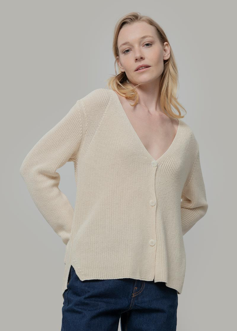 Cardigan Donna Cotone Rigenerato Aspasia Bianco