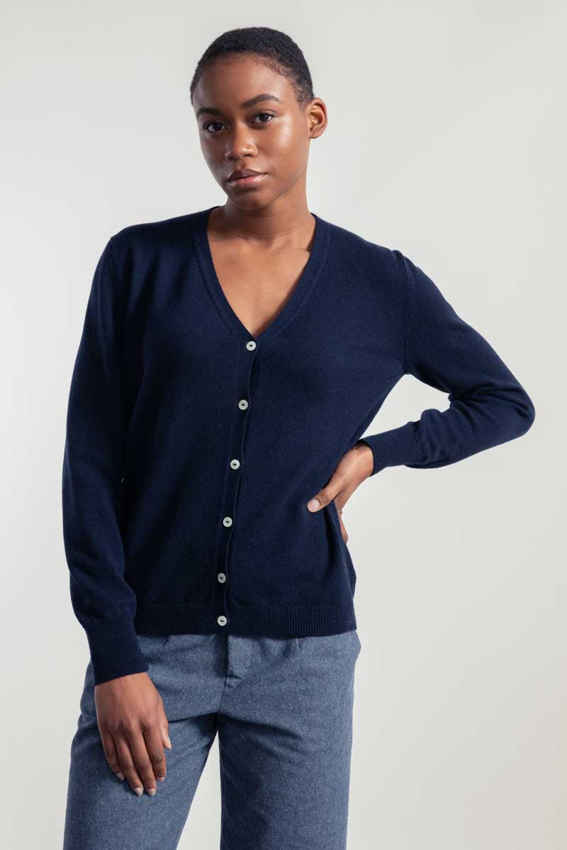 Cardigan Donna Light Cashmere Rigenerato Letizia Blu