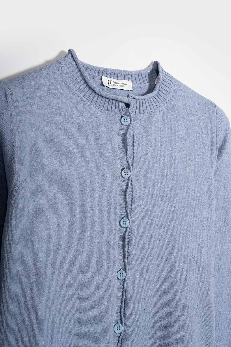 Cardigan Donna Manica Media Cotone Rigenerato Leda Blu Azzurro