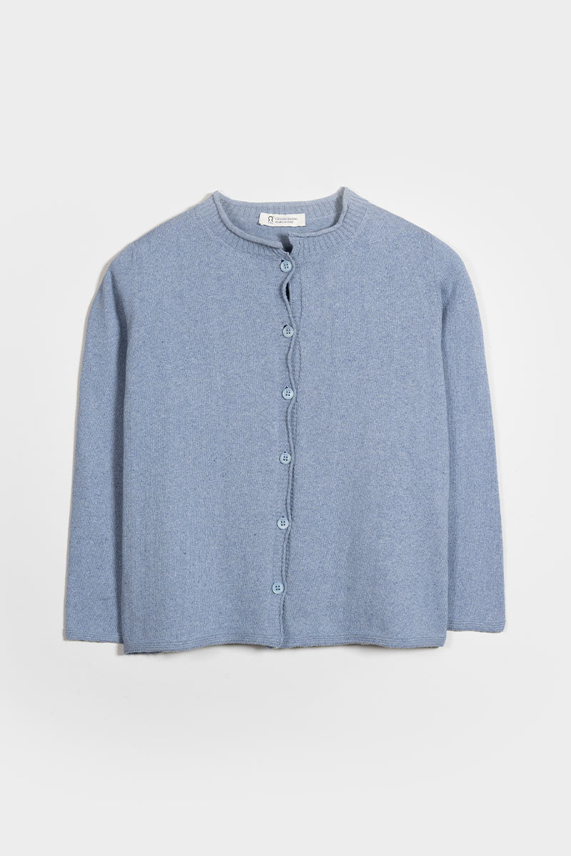 Cardigan Donna Manica Media Cotone Rigenerato Leda Blu Azzurro