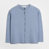 Cardigan Donna Manica Media Cotone Rigenerato Leda Blu Azzurro