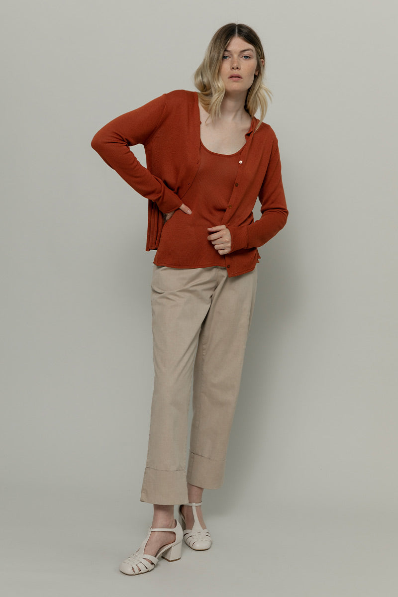 Cardigan Donna Viscosa Vanessa Marrone Terracotta