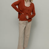 Cardigan Donna Viscosa Vanessa Marrone Terracotta