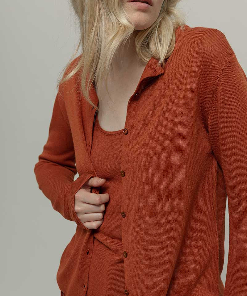 Cardigan Donna Viscosa Vanessa Marrone Terracotta