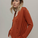 Cardigan Donna Viscosa Vanessa Marrone Terracotta