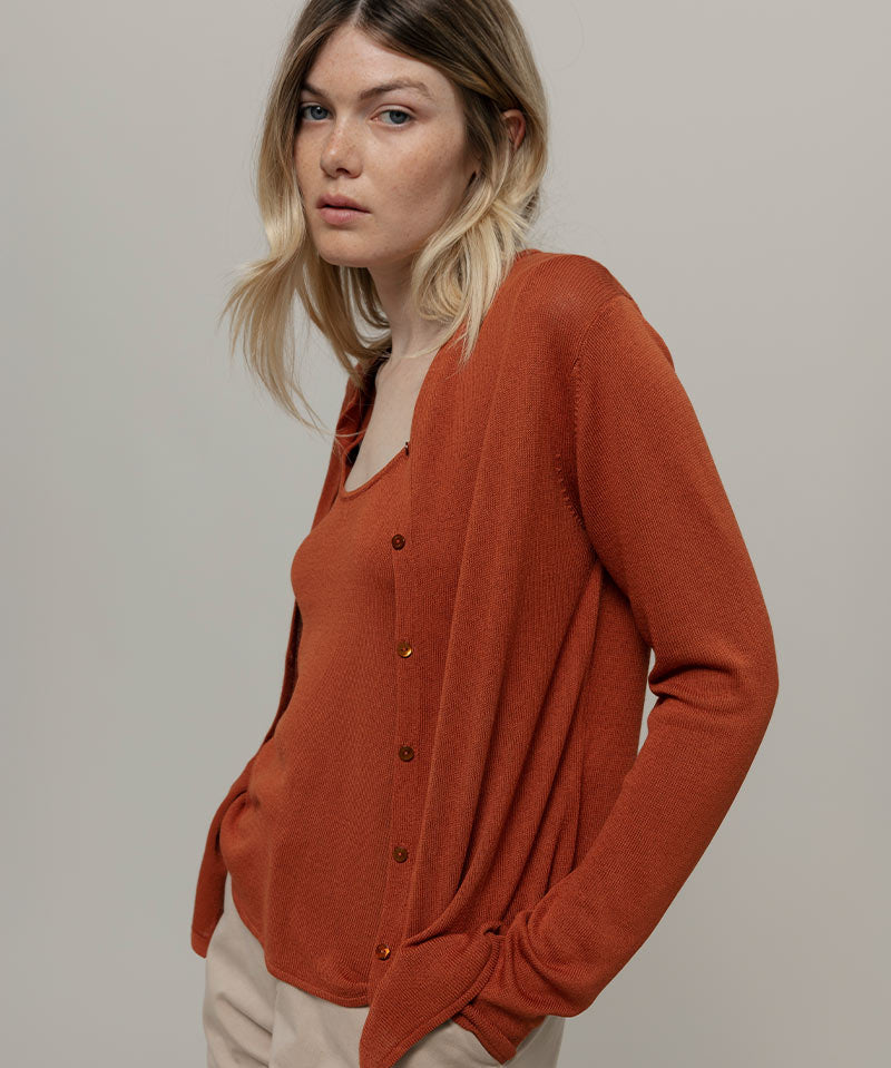 Cardigan Donna Viscosa Vanessa Marrone Terracotta