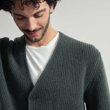 Cardigan Unisex Lana Rigenerata Cleto Verde Foresta