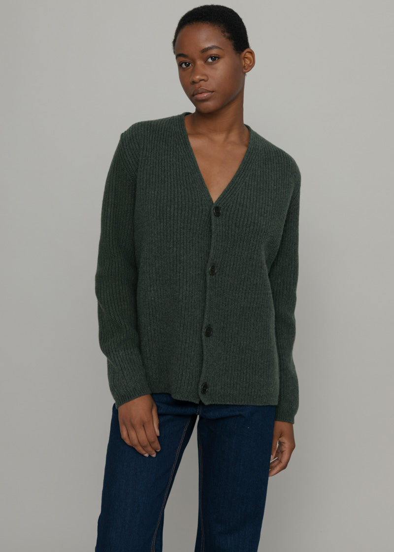 Cardigan Unisex Lana Rigenerata Cleto Verde Foresta